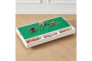 BXKX 3 in 1 Construction Play Table Compatible with Lego, Kids Activity Train Table with Storage, Building Block and Train Car Conveniently Store Under Bed or Sofas
