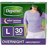 Depend Night Defense Incontinence Overnight Underwear for Women,30 Count (Packaging may vary)