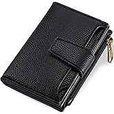 Airkit Small Wallet Women RFID Blocking Soft Leather Bifold Compact Card Holder Wallet for Women with Zipper Coin Pocket 4 ID Window