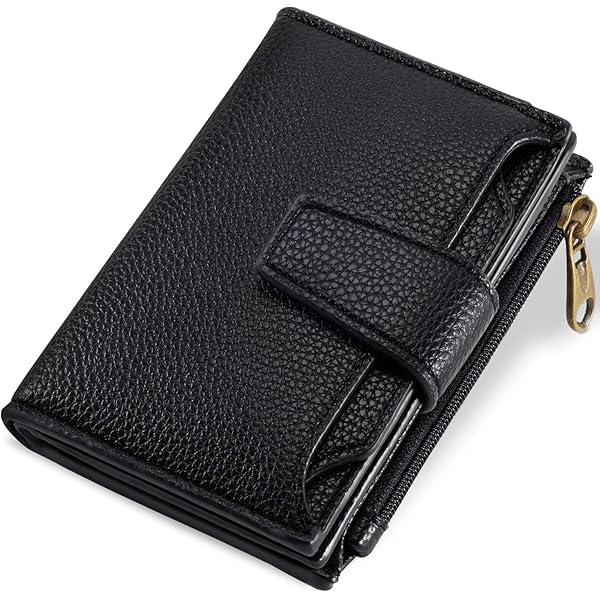 JIUFENG Men's Genuine Leather Wallet Bifold Zip Purse Card