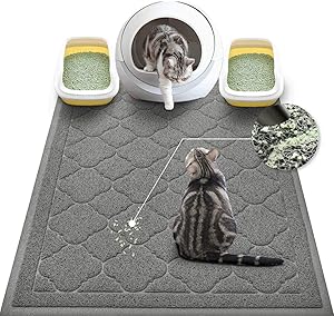 WePet Cat Litter Mat Jumbo, Kitty Litter Trapping Mess Mat, XXLarge Size, 47 x 36 Inch, Premium Durable Soft PVC Rug, No Phthalate, Urine Waterproof, Washable, Scatter Control, Litter Box Pad