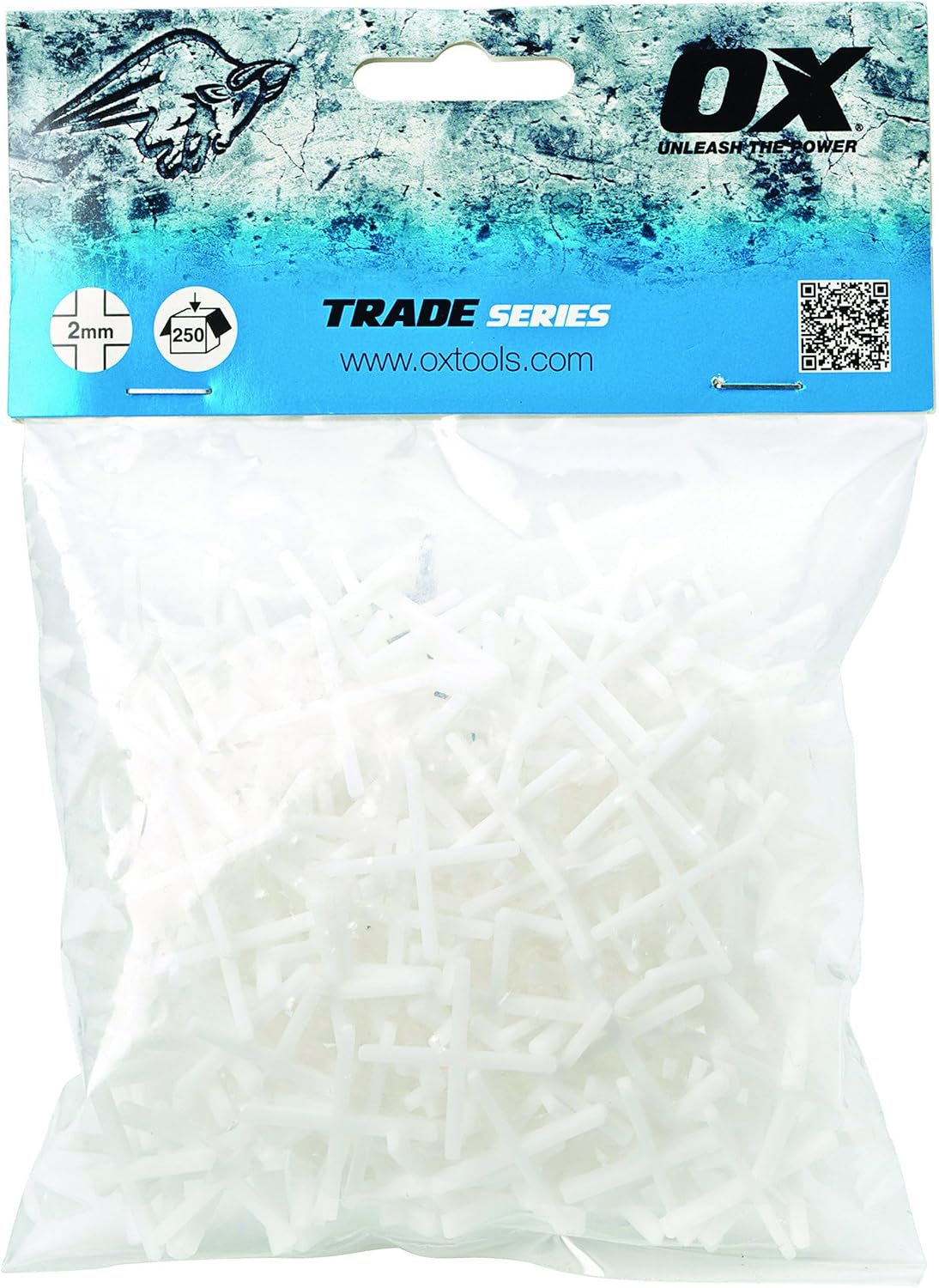 OX Trade Cross Shaped Tile Spacers - 2mm (250 pcs), White