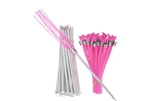Trail Chasers Ground Markers Pink 6 Inch Whiskers with Lightweight Non-Rust Aluminum Stakes (Pack of 25) Survey Stakes, Construction Markers, Property Line Markers, Trail Markers