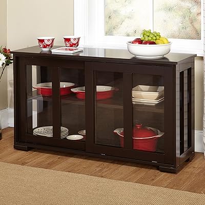 Sliding Tempered Glass Doors Stackable Storage Cabinet with Shelf