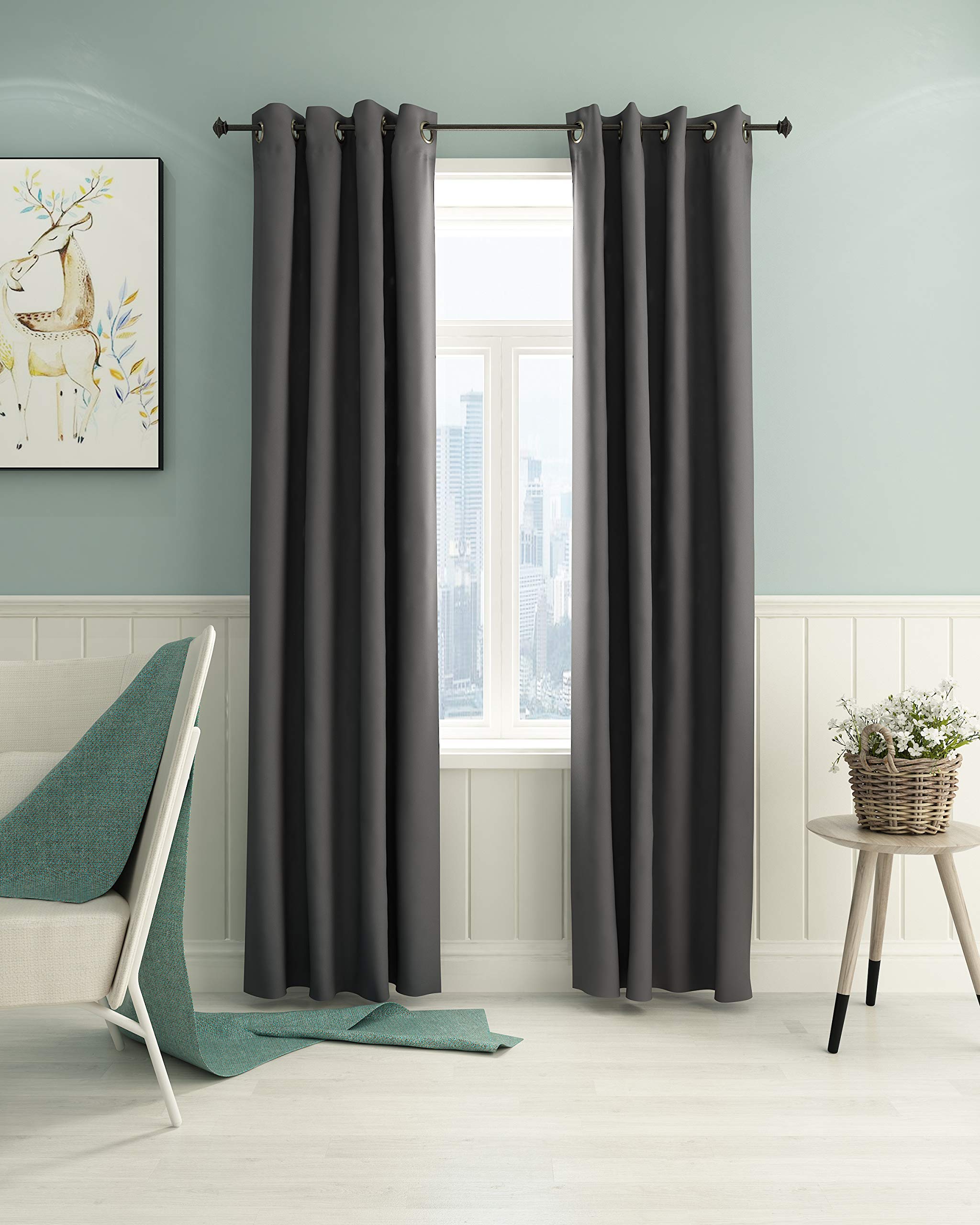 Furinno Curtains, Fabric, Dark Grey, one size,FC66005DGY
