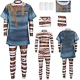 DAZCOS Injured Curly Cosplay Horror Game Costume for Men Patient Gown Full Set for Halloween