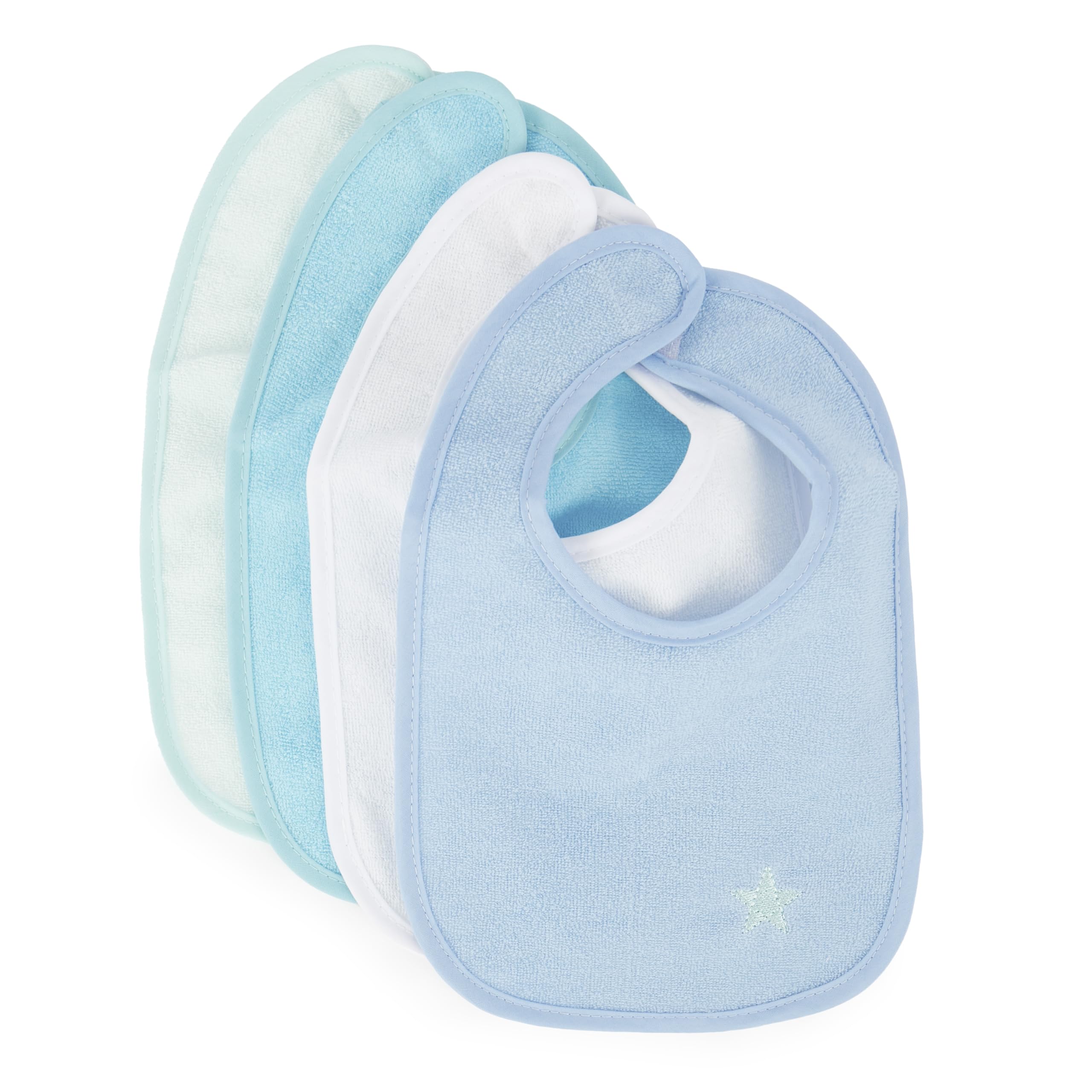 BIECO set of 4 bibs newborn Blue | washable and waterproof bibs for babies | newborn bib | baby cotton bib large for babies โ image 1