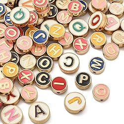 LiQunSweet 100 Pcs Enamel Mixed Beads Flat Round