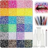 Colorful DIY Resin Rhinestone Kit for Bedazzling, Resin Jelly Rhinestones for Bedazzling, Multicolor 3mm Flatback Gems for Diamond Art 3Pcs B7000 Jewelry Glue for Bedazzled Nail Art (24000)