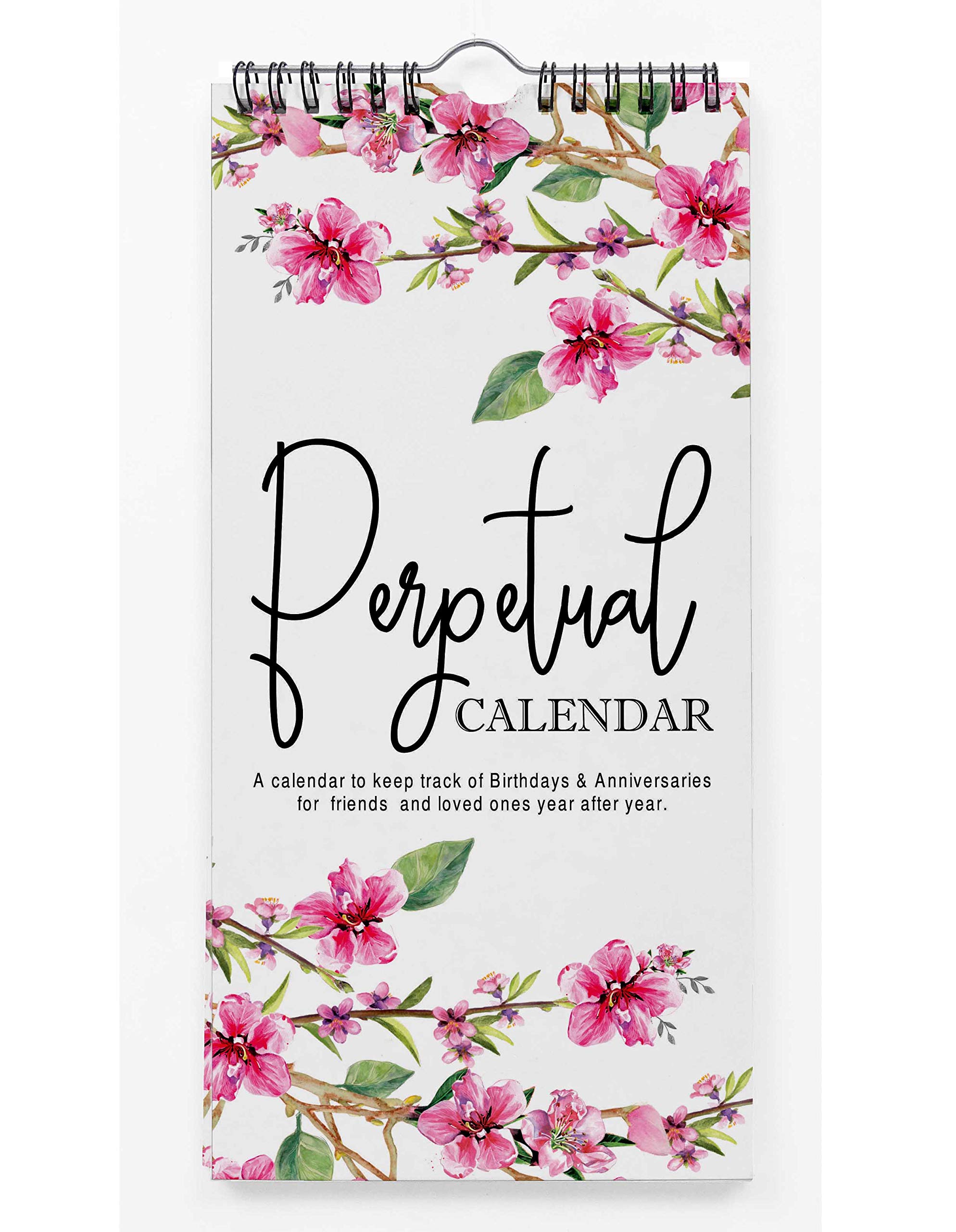 Inkdotpot Floral Rustic Perpetual Calendar Birthday Wall Hanging Anniversary Special Event Reminder Calendar Book Journal Stationary Wall Hanging Birthday Gift Card Planner Organizer