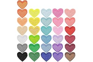 DARLINGAO 62 Pcs Colorful Embroidered Iron On Heart Patches, Sew/Iron On Heart Applique Patch, for Clothes Hats Jeans Backpacks Shoes DIY Repair Decoration