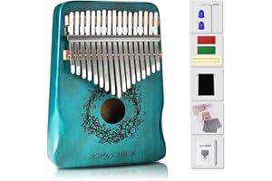 LAVCUS Kalimba-17 Key Thumb Piano,Exquisite Mahogany Wood Portable Kalimba,Tune Hammer and Study Instruction,Musical Gifts for Music lovers Adults Kids(Teal Blue)