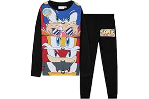 Sonic The Hedgehog Boys Pyjamas Set, Long PJs Kids, Knuckles Winter Loungewear Boys Gifts