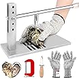 Oyster Shucker Tool Oyster Opener Machine with 5 Adjustable Height, Oyster Clam Opener Tool Set Including Knife, Glove & G-Clip, Stainless Steel Oyster Shucking Machine for Hotel Buffet and Home