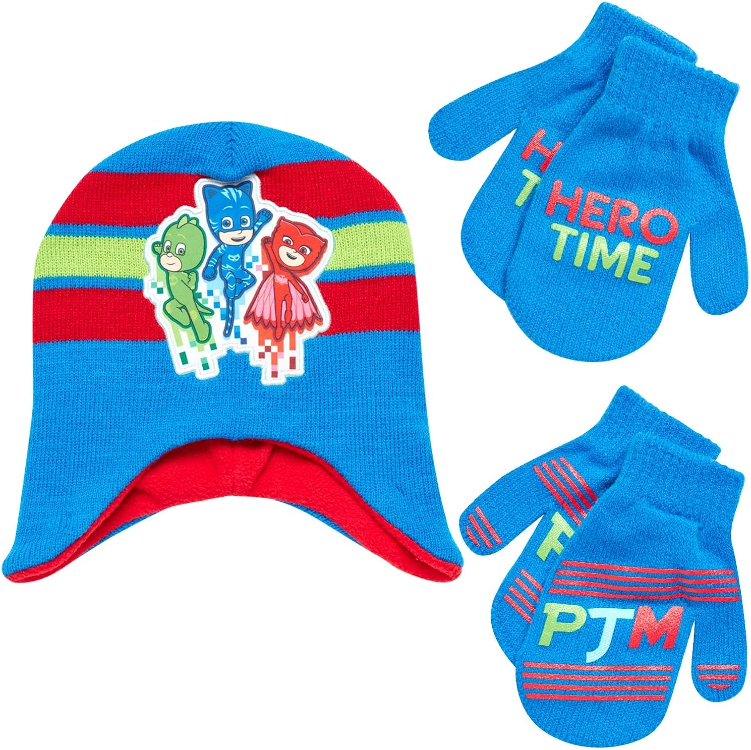 PJ Masks Winter Hat and 2 Pair of Gloves or Mittens Set (Age 2-7): Clothing