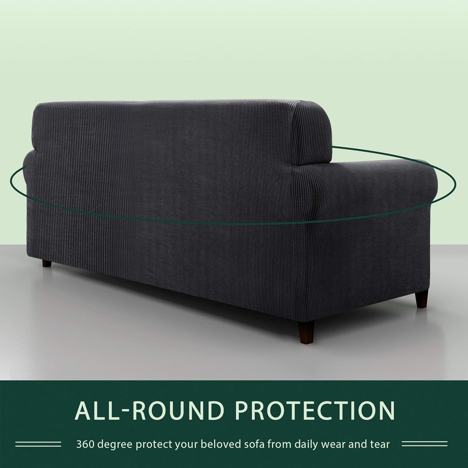 CHUN YI Stretch Sofa Slipcover 1-Piece Couch Cover Furniture Protector，3 Seater Settee Coat Soft With Elastic Bottom，Checks Spandex Jacquard Fabric, Large, Gray: Home & Kitchen