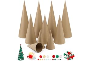 AHIER 10 PCS Paper Mache Cones, 3 Sizes - 4 PCS 13.75'' x 5'', 3PCS 10'' x 4'', 3PCS 5.9'' x 2.75'' Thick Open Bottom Cardboard Cones for Crafts Christmas Tree Gnomes Ornaments Home DIY Art Decorations