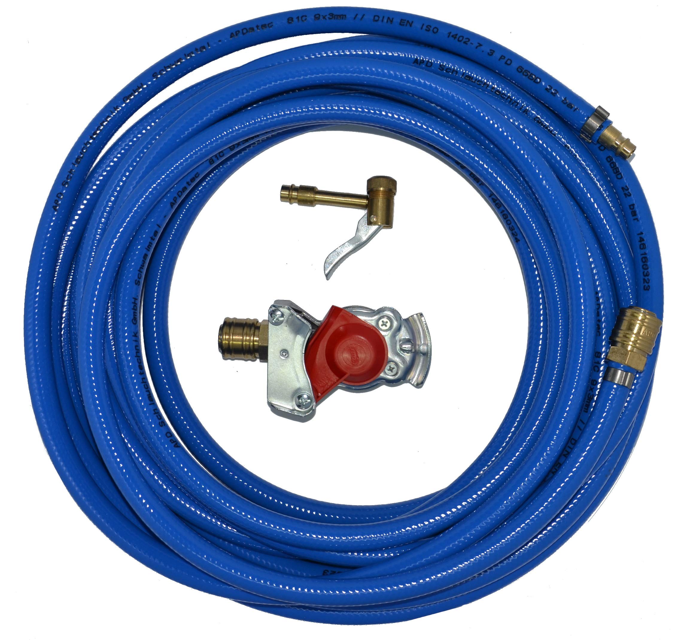 Clutch Head Red with Compressed Air Hose 10 m / 20 m or 30 m Workshop Connection Truck (Hose 10 m)