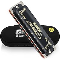 East top Harmonica G, Blues Harmonica Key of G 10 Hole 20 Tone Mouth Organ Diatonic Harmonica for Adults, Professionals, Begi