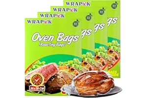 WRAPOK Oven Cooking Bags Small Size Roasting Baking Bag for Meats Ham Ribs Poultry Seafood on Thanksgiving, 10 x 15 Inch - 32 Bags Total(Pack of 4)