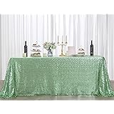 Hahuho 60x120 inch Rectangular Sequin Tablecloth Mint Green, Glitter Tablecloth for Bridal Shower Decorations, Birthday, Wedd