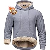Pudolla Men's Sherpa Hoodie Pullover Winter Thick Warm Fleece Lined Hoodies Athletic Sweatshirts with Kangaroo Pouch Pocket