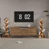 YMYNY 6 Tier Tree Bookshelf Wood Bookcase Storage Rack with Drawer Natural view 6