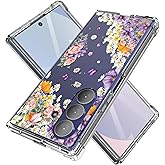 Dcwunk for Samsung Galaxy Z Fold 7 Case 5G Flower Slim Anti-Drop Shockproof Protective Soft Shockproof Clear Phone Protective Covers 7.6 Inch for Women Men (Purple Sweetheart)