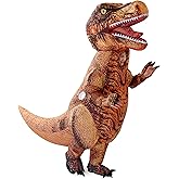 Spooktacular Creations Halloween Inflatable Dinosaur Costume Kids, Full Body Realistic T.rex Blow Up Costumes Kids, Brown Dinosaur, Inflatable Suit for Halloween Dress Up Parties