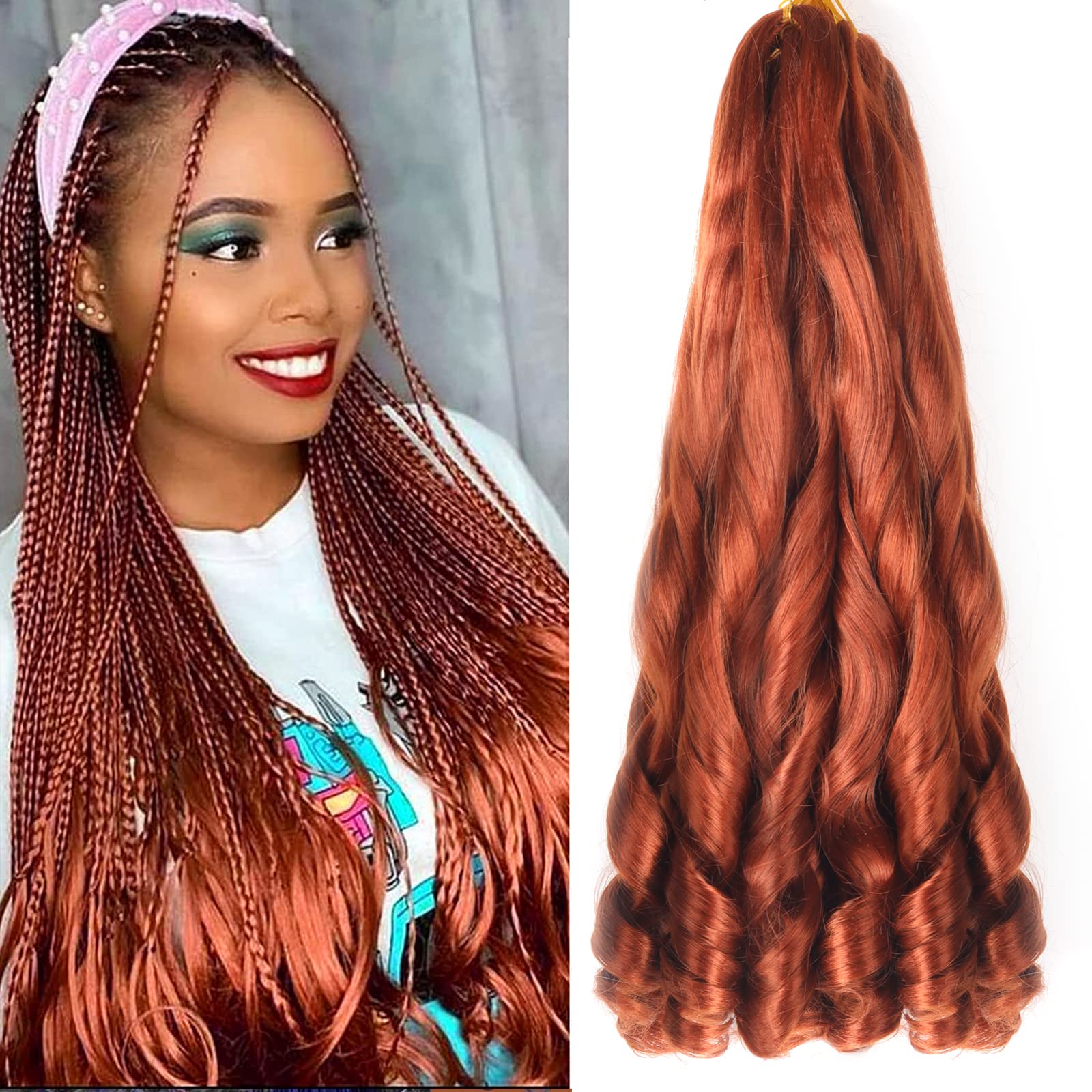 8 Packs Curly Wavy Braiding Hair Pre Stretched Crochet Hair with Curly Ends for Black Women (22", 350#)