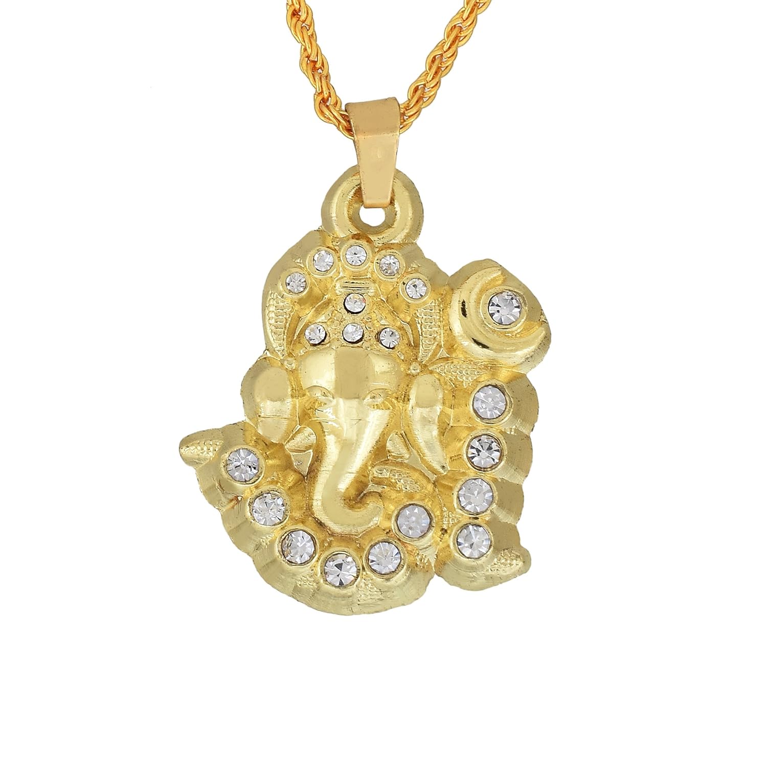 buy memoir gold plated brass om and ganesh design cz studded hindu god pendant temple jewellery fashion pendant locket at amazon in buy memoir gold plated brass om and