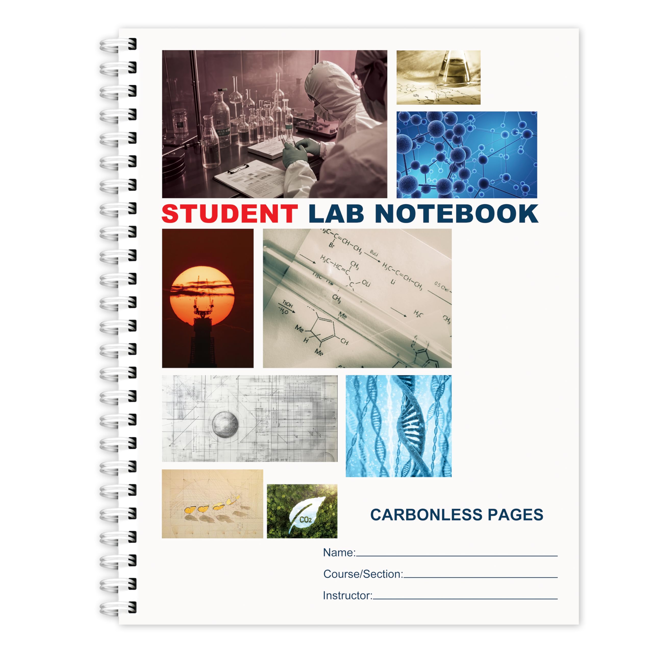 Photo 1 of Yeplan Carbonless Lab Notebook - 8.5" x 11" Chemistry Notebook with 50 Sets of Pages, Science Grid Paper, Protective Translucent Cover & Wire-O Binding, for Students/Researchers