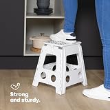 LIVIVO Folding Step Stool White Two Tier Anti Slip 150kg Carry Handle view 5
