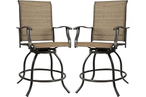 Kozyard Isabella Outdoor Patio High Swivel Bar Stools/Chairs,Counter Height Tall Patio Swivel Chairs, for Bistro Set for 2, Backyard, Cafes, Bistro, Restaurants and Chic Bars (Textilence)