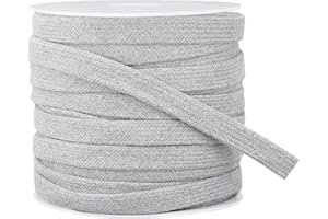 BENECREAT 27 Yards Grey Flat Drawstring Cord Replacement, Double Layer Soft Drawstring Cotton Draw Cord for Garment Accessori