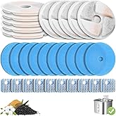10 Pack Cat Fountain Filter Replacement for Square 2.2L/73oz Automatic Pet Water Fountain, Stainless Steel Cat Water Fountain Filters, Triple Filtration System, Activated Carbon Filters