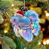 Betta Fish Christmas Ornament 2025, Pet Animal 3.75" (2D Flat) Double-Sided Acrylic Ornament, Gift for Betta Fish Lovers, Pet Lovers, Christmas Ornament for Women, Girls, Family Xmas Tree Decoration