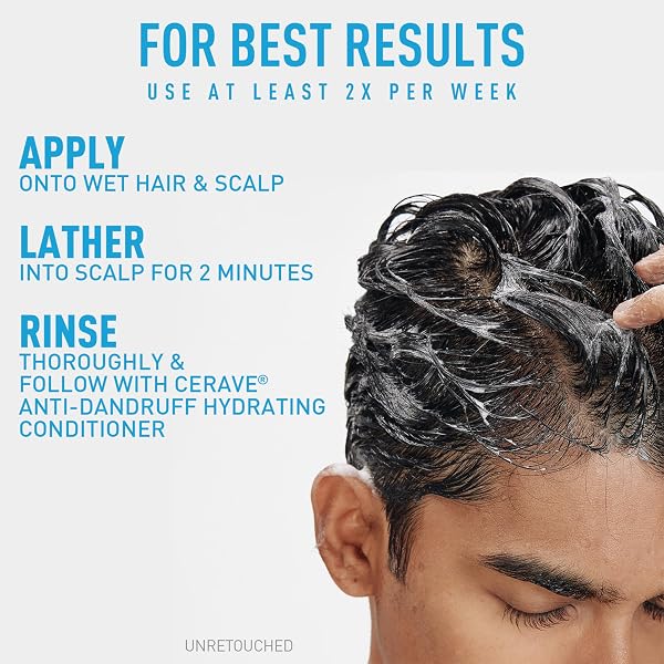CERAVE HYDRATING ANTI DANDRUFF SHAMPOO, 1% PYRITHIONE ZINC DANDRUFF TREATMENT WITH CERAMIDES, NIACINAMIDE & HYALURONIC ACID, HELPS ELIMINATE FLAKES & PROVIDES ITCHY SCALP RELIEF, SULFATE FREE, 12 OZ