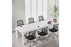 Tribesigns 6.5ft Conference Room Table, 78.74" W x 27.56" D Large Office Meeting Table, Modern Seminar Desk for Boardroom (1, White)