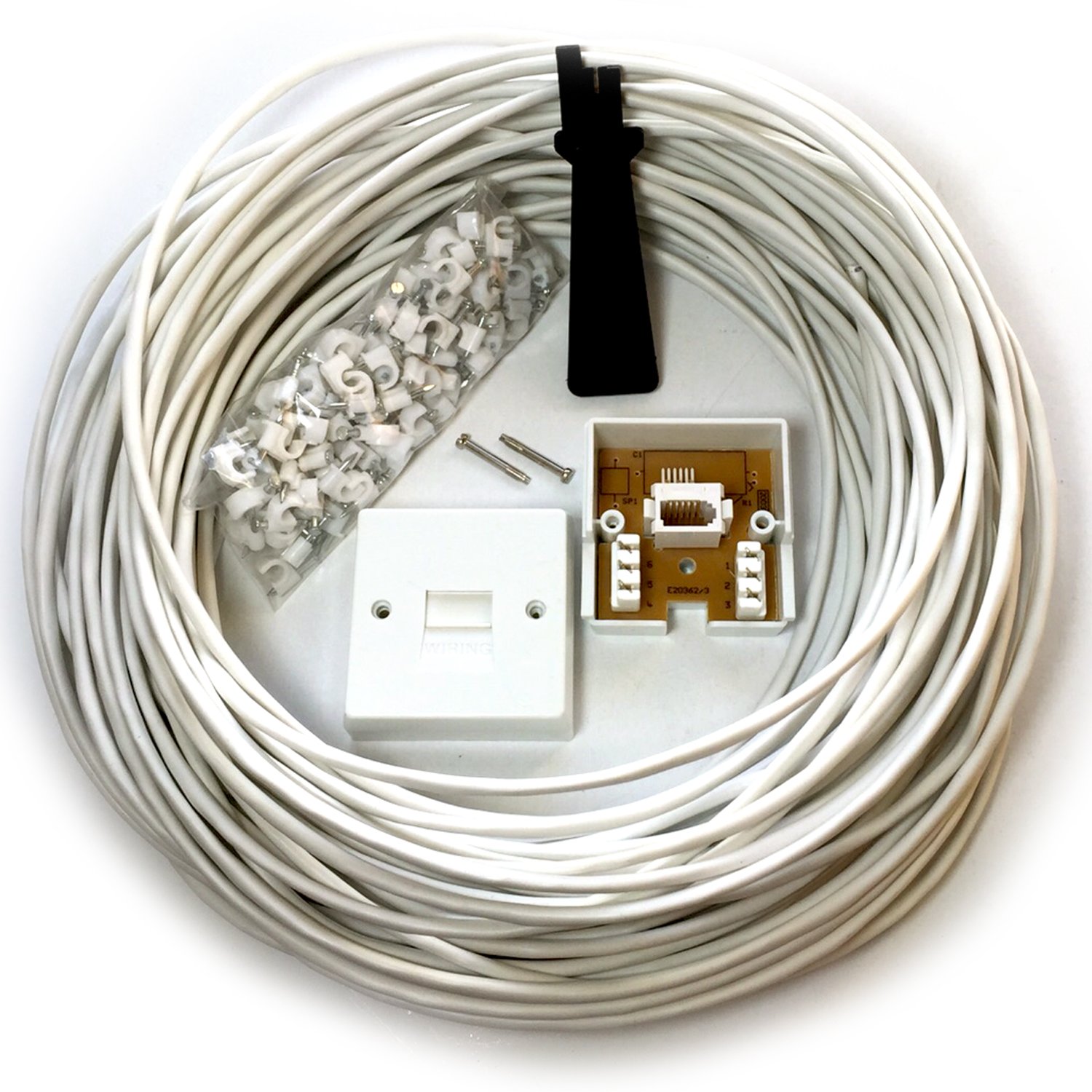 Loops 25M BT Telephone Master Socket/Box Line Extension Professional Cable Kit - 10m 15m 20m Lead