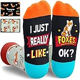 HAPPYPOP Funny Animal Gift Ideas - Owl Eagle Cheetah Tiger Frog Fox Dinosaur Turtle Socks