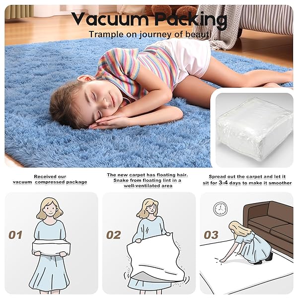 MHYUP BLUE AREA RUGS 9X12 LIVING ROOM BEDROOM, FLUFFY LARGE RUG SOFT SHAG NON-SLIP CARPET FOR KIDS BOYS AND GIRLS ROOM DORM HOME DECOR (9FT X 12FT)