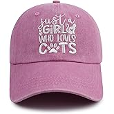 Just a Girl Who Loves Cats Hat for Women, Funny Adjustable Embroidered Cat Mom Baseball Cap