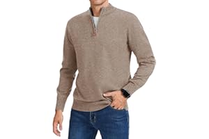 iWoo Men's Quarter Zip Sweaters Slim Fit Long Sleeve Knitted Pullover Mock Neck Business Casual Dress Sweater