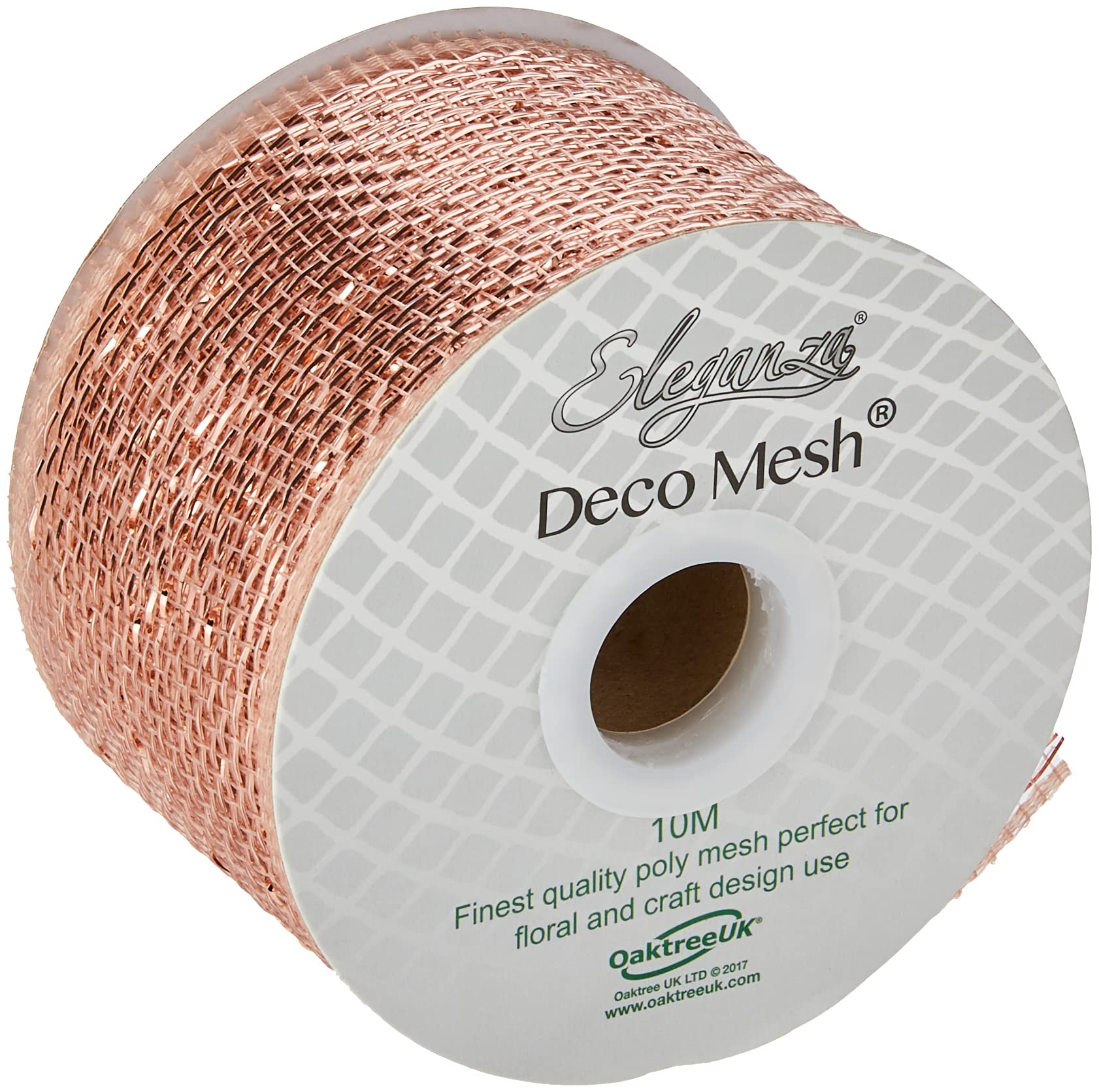 Eleganza Metallic Deco Mesh, Rose Gold, 63mm x 10m