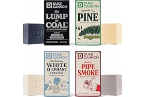 DUKE CANNON SUPPLY CO. Duke Cannon Big Brick of Soap Holiday 4-Pack for Men – 10 oz Each – Long-Lasting Triple-Milled Bar Soaps in Holiday Scents: Lump of Coal, Illegally Cut Pine, Santa's Pipe Smoke, White Elephant