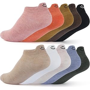scenicamp 10 Pairs Cute Kawaii Embroidered Low Cut Ankle Socks | Funny Heel Embroidery, Elastic Anti Slip Cuff, Multicolor No