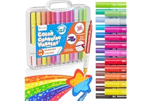 D-FantiX Color Changing Markers for Kids Adults, 24 Pack 48 Colors Dual Tip Magic Drawing Pens Art Supplies, Fun Arts and Cra