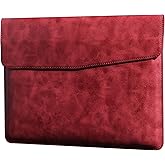 CPNVWA Leather Laptop Sleeve Compatible with MacBook Pro 16 Inch M4 M3 M2 M1 Pro/Max＆MacBook Air 15 Inch M4 M3 M2, Genuine Leather Protective Case Cover,Red