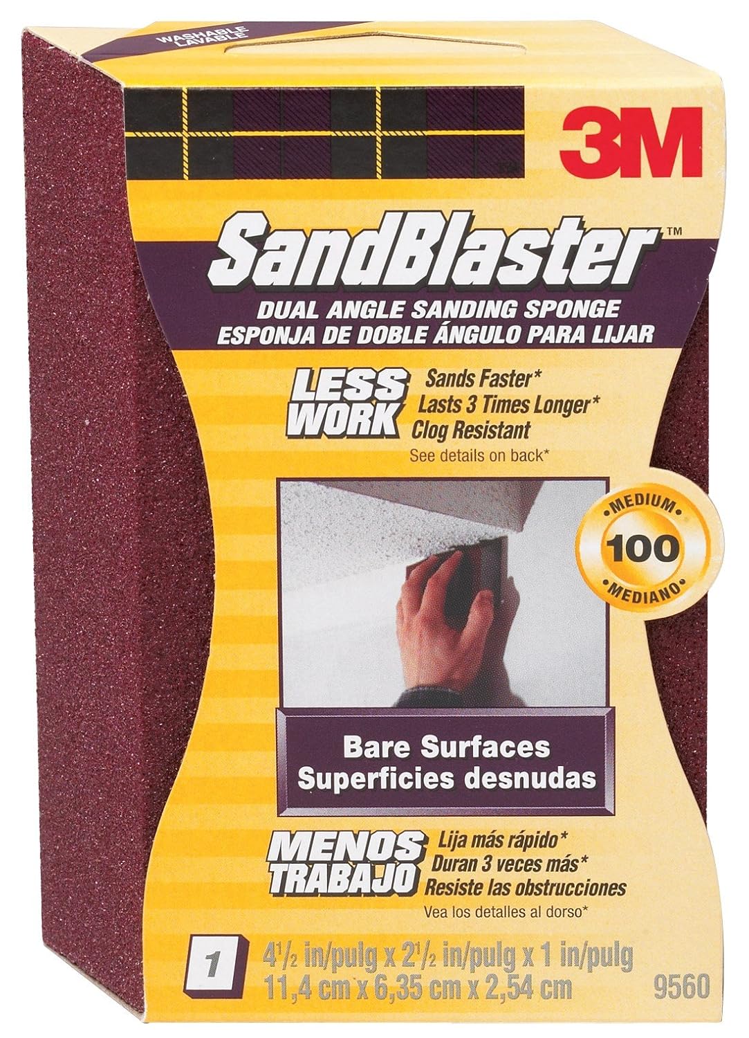 3M 9560 100 Grit SandBlaster Dual Angled Fine Sanding Sponge Amazon